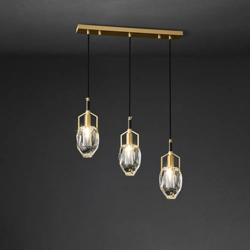 Irregular Brushed Brass Clear Crystal Pendant light Chandelier - view 1
