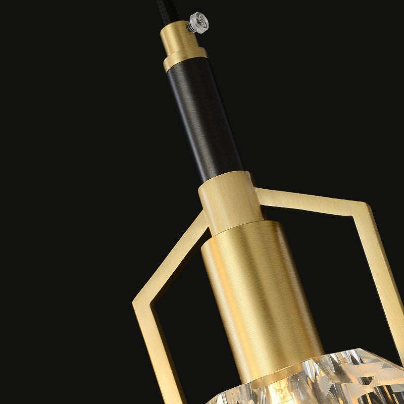 Irregular Brushed Brass Clear Crystal Pendant light Chandelier - view 5