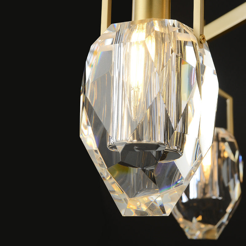 Irregular Brushed Brass Clear Crystal Pendant light Chandelier - view 6