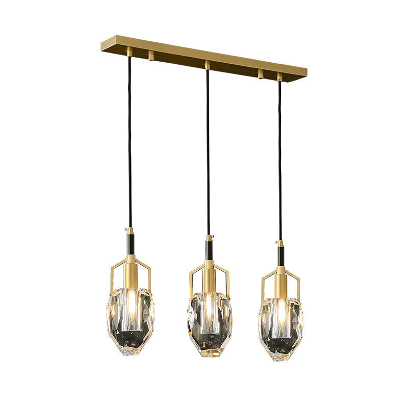 Irregular Brushed Brass Clear Crystal Pendant light Chandelier - view 7