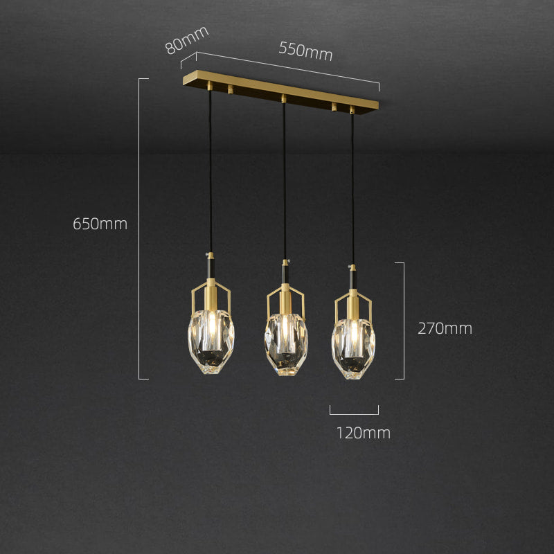 Irregular Brushed Brass Clear Crystal Pendant light Chandelier - view 8