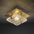 Terra Modern Brass Clear Textural Glass Square LED Ceiling Lights - view 1