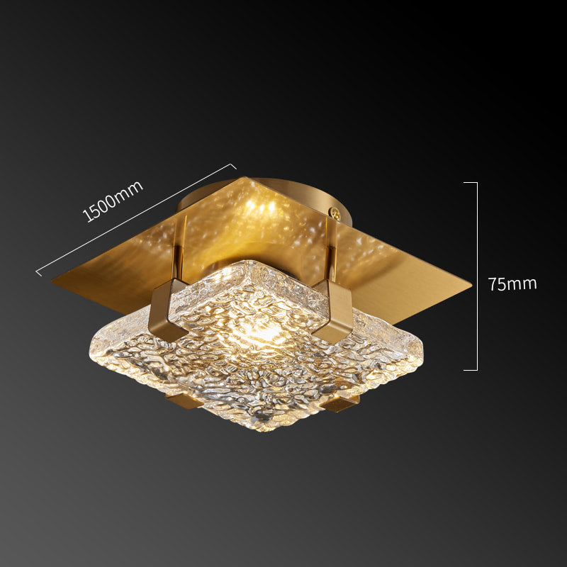 Terra Modern Brass Clear Textural Glass Square LED Ceiling Lights - view 10