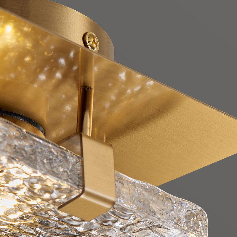 Terra Modern Brass Clear Textural Glass Square LED Ceiling Lights - view 6