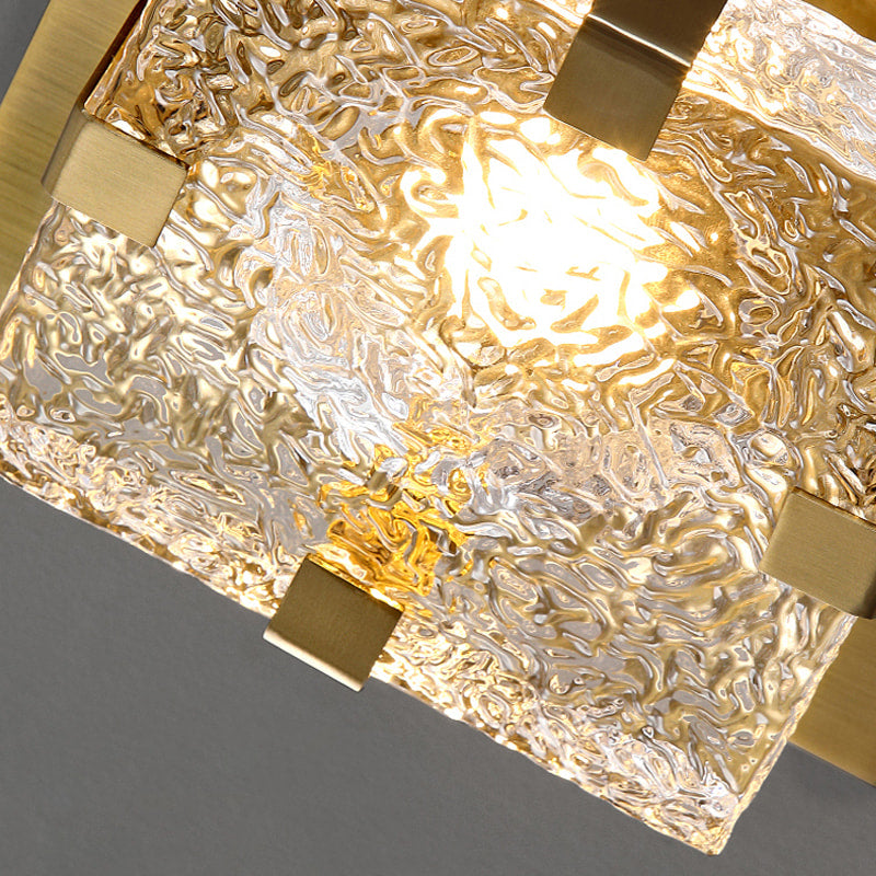 Terra Modern Brass Clear Textural Glass Square LED Ceiling Lights - view 7