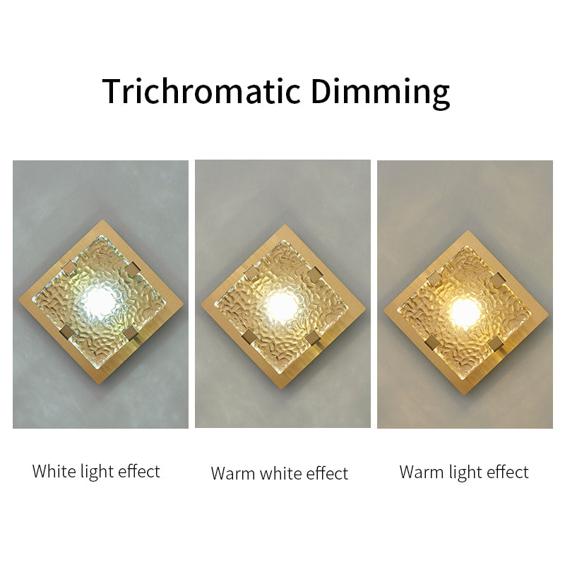 Terra Modern Brass Clear Textural Glass Square LED Ceiling Lights - view 8