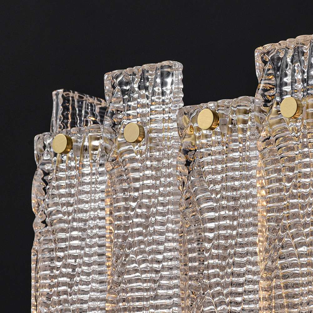 Synfonia Brass Clear Textural Rectangular Glass Chandelier - view 6