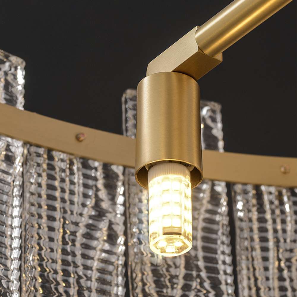 Synfonia Brass Clear Textural Rectangular Glass Chandelier - view 7