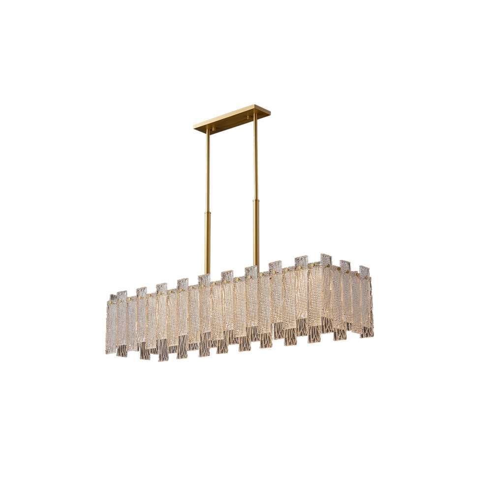 Synfonia Brass Clear Textural Rectangular Glass Chandelier - view 8
