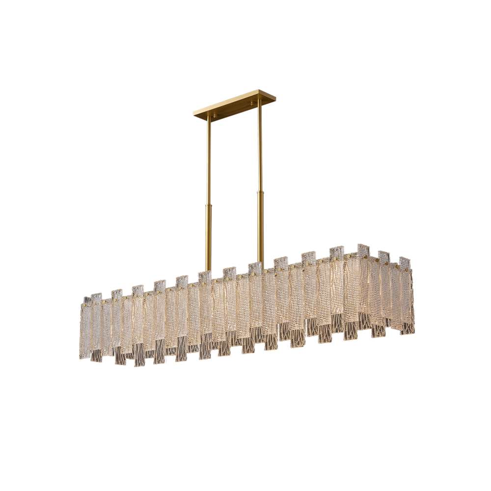 Synfonia Brass Clear Textural Rectangular Glass Chandelier - view 9