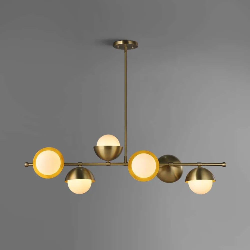 Verena Luxury Brass And Opal Glass Linear Chandelier - view 1