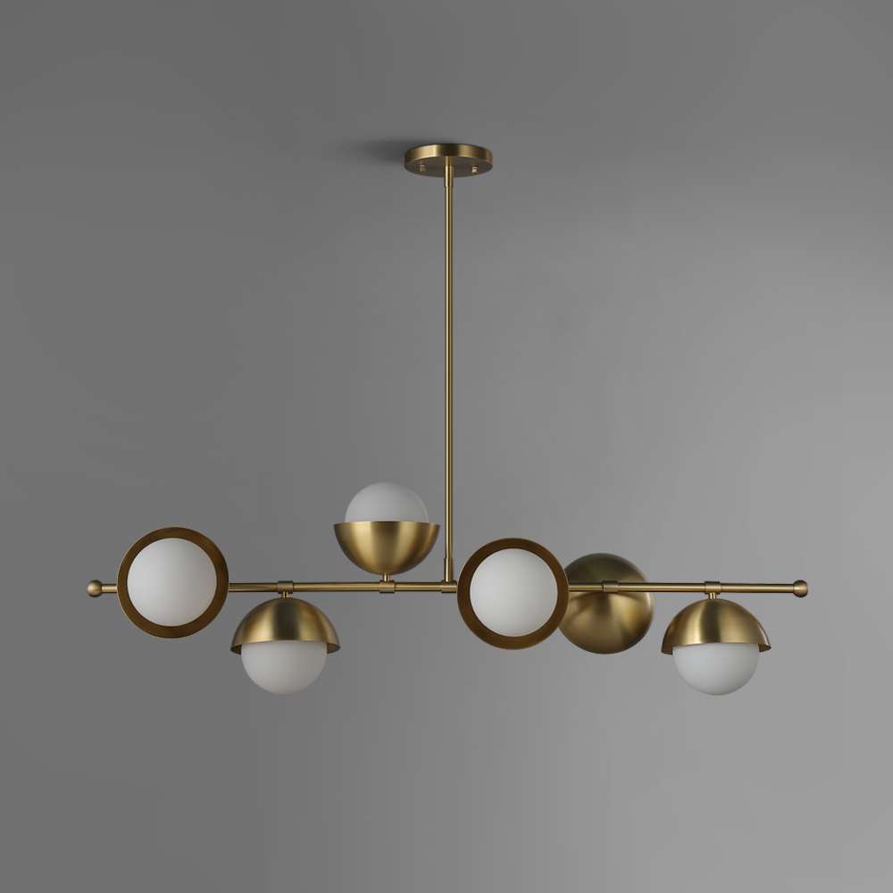 Verena Luxury Brass And Opal Glass Linear Chandelier - view 2