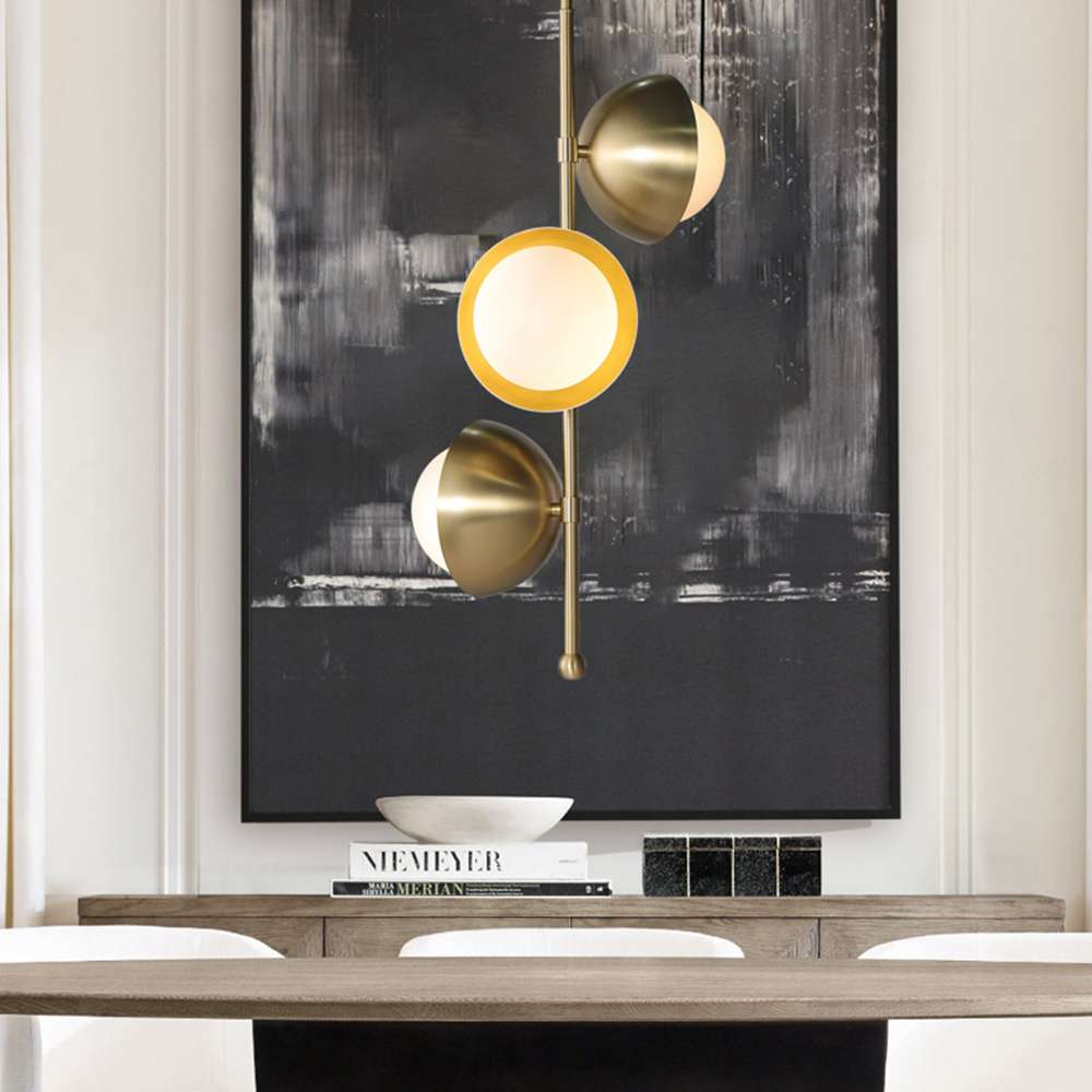 Verena Luxury Brass And Opal Glass Linear Chandelier - view 3