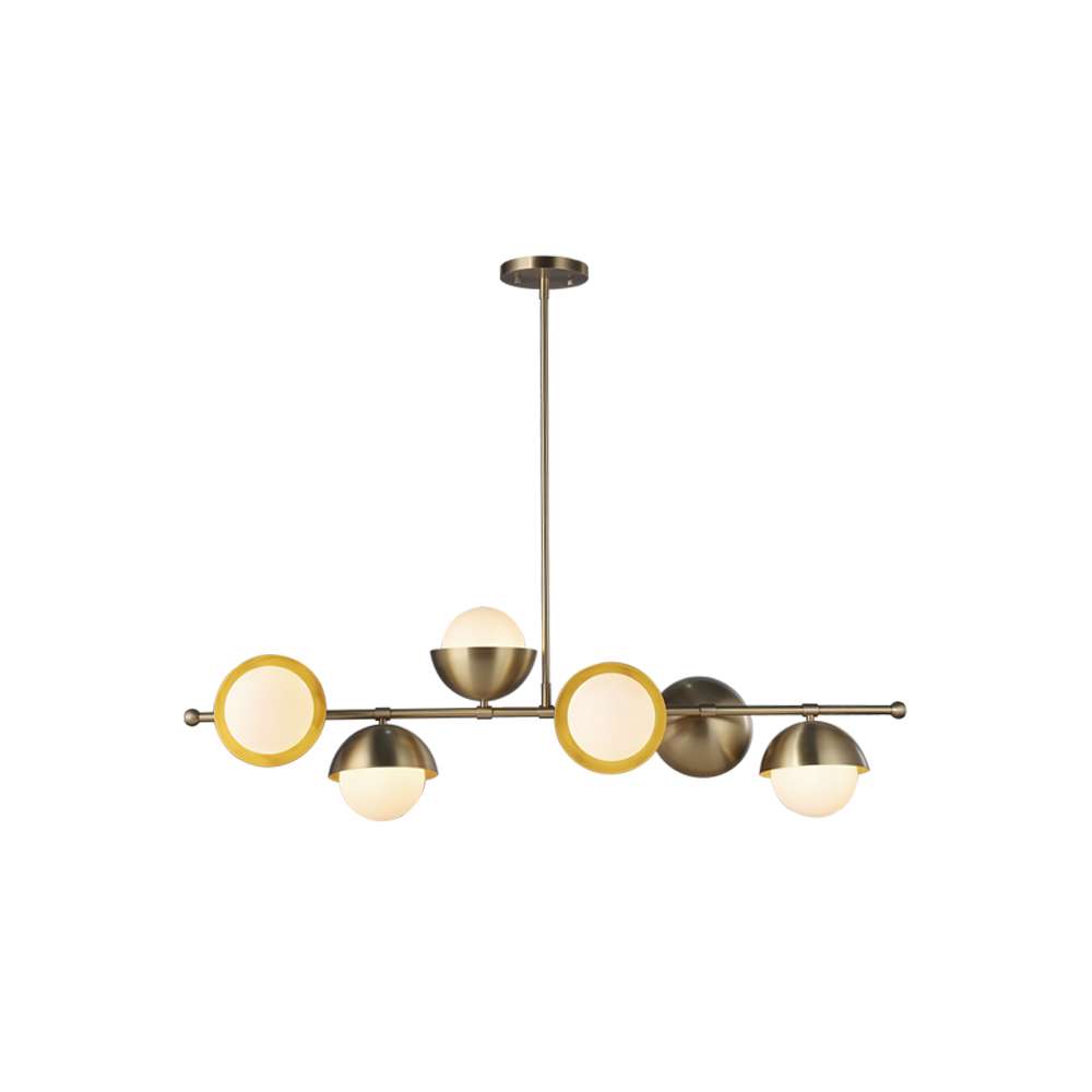 Verena Luxury Brass And Opal Glass Linear Chandelier - view 9