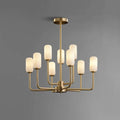 Mid-Century 18 9/10" Dia Brass And Opaline Glass 9-Light Chandelier - view 1