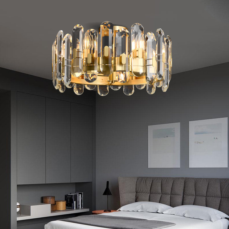 Aged Brass 6-Light 19'' Dia Clear Crystal Ceiling Lights - view 3