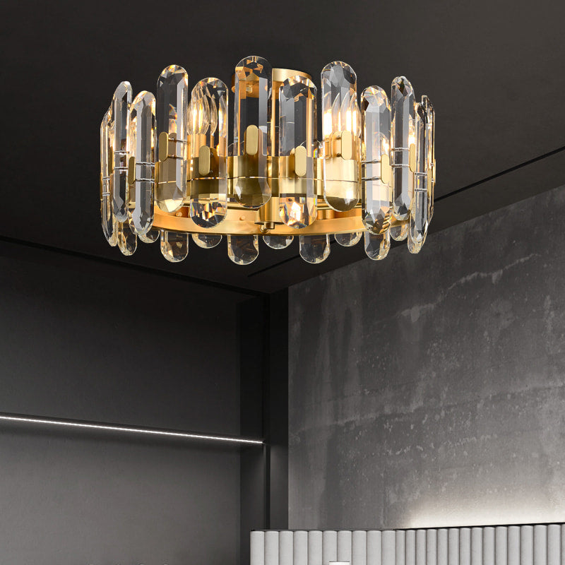 Aged Brass 6-Light 19'' Dia Clear Crystal Ceiling Lights - view 4