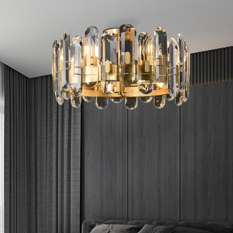 Aged Brass 6-Light 19'' Dia Clear Crystal Ceiling Lights - view 5