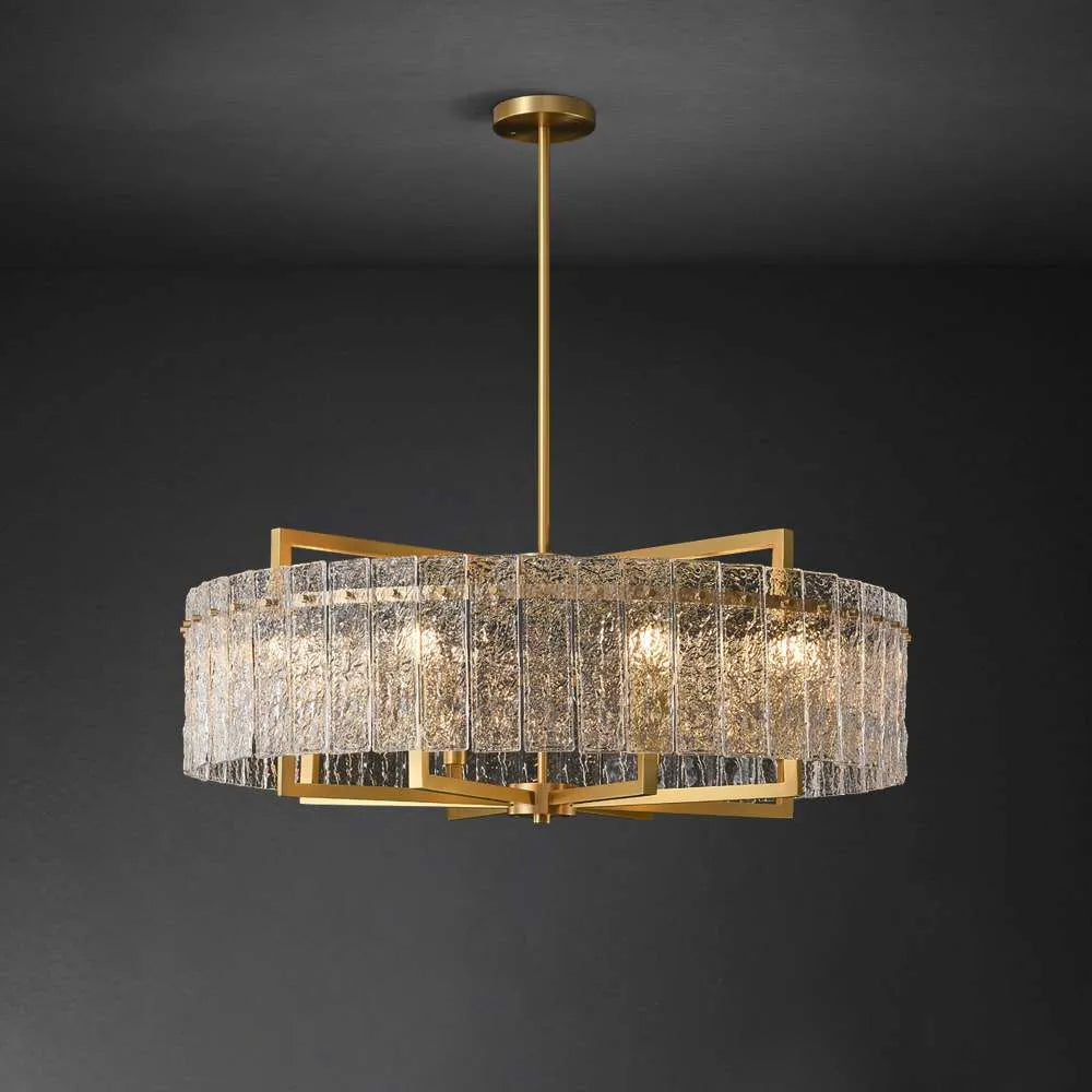 Harston Modern Brass Clear Crystal Round Chandelier - view 1