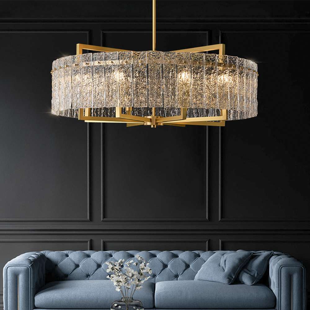 Harston Modern Brass Clear Crystal Round Chandelier - view 3