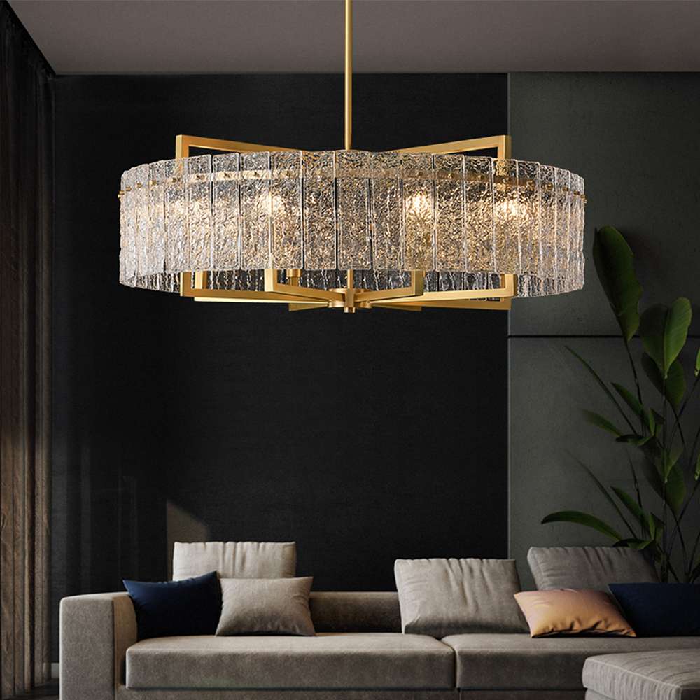Harston Modern Brass Clear Crystal Round Chandelier - view 5