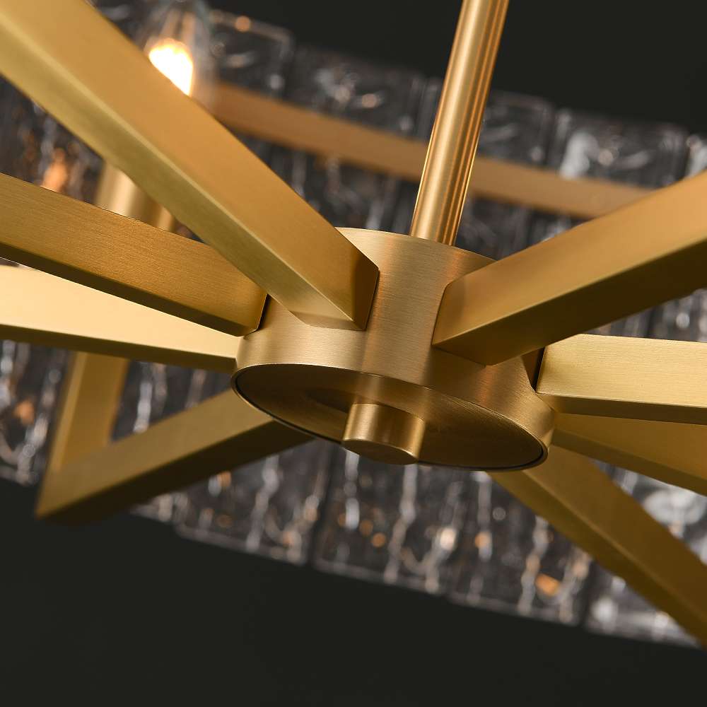 Harston Modern Brass Clear Crystal Round Chandelier - view 7