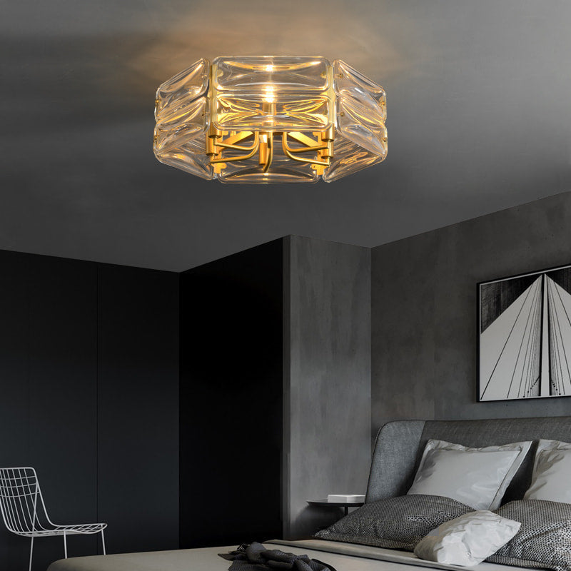 Nordic Luxury Brass Clear Glass Hexagon Ceiling Lights - view 2