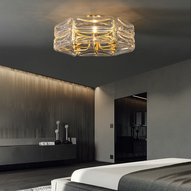 Nordic Luxury Brass Clear Glass Hexagon Ceiling Lights - view 3