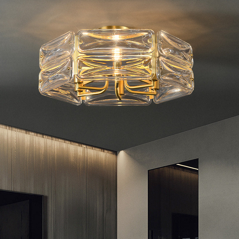 Nordic Luxury Brass Clear Glass Hexagon Ceiling Lights - view 4
