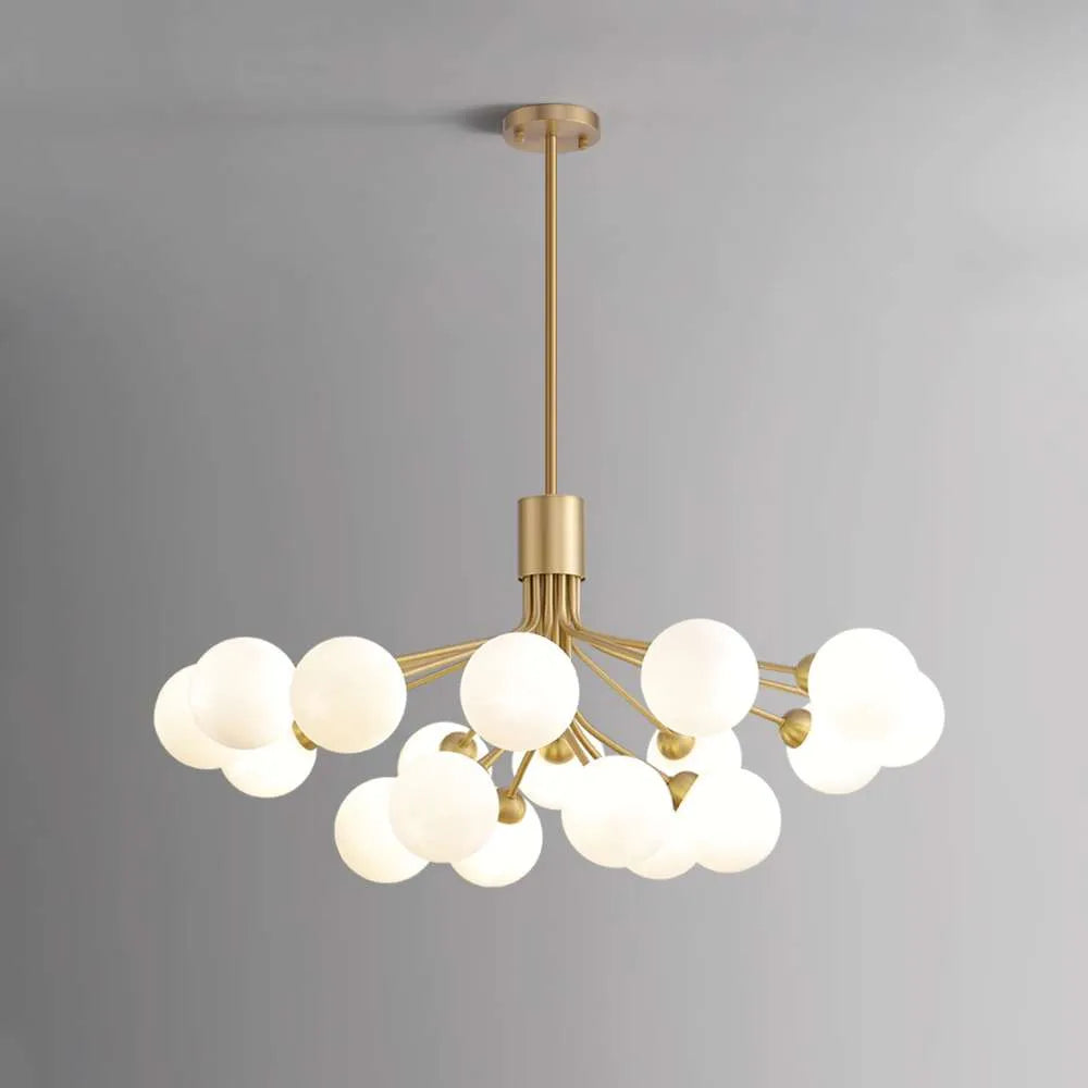 Apiales Brass Opal Glass Clusters Of Flowers Chandelier - view 1