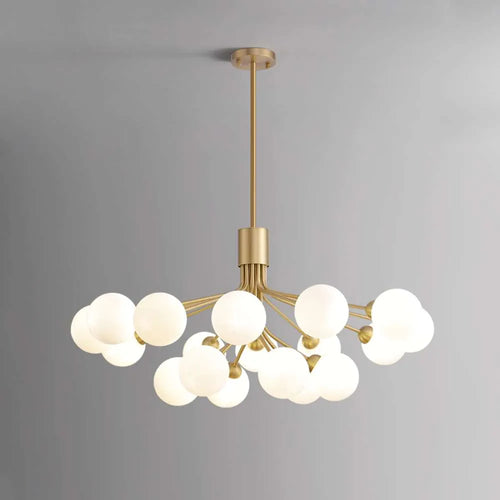 Apiales Brass Opal Glass Clusters Of Flowers Chandelier - view 1