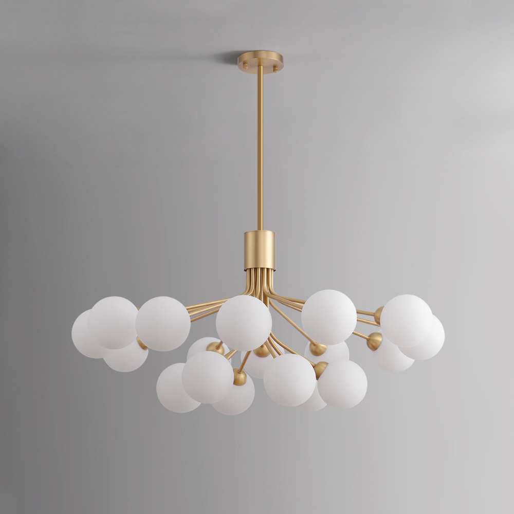 Apiales Brass Opal Glass Clusters Of Flowers Chandelier - view 2