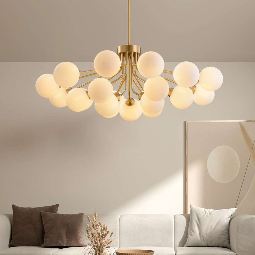 Apiales Brass Opal Glass Clusters Of Flowers Chandelier - view 5