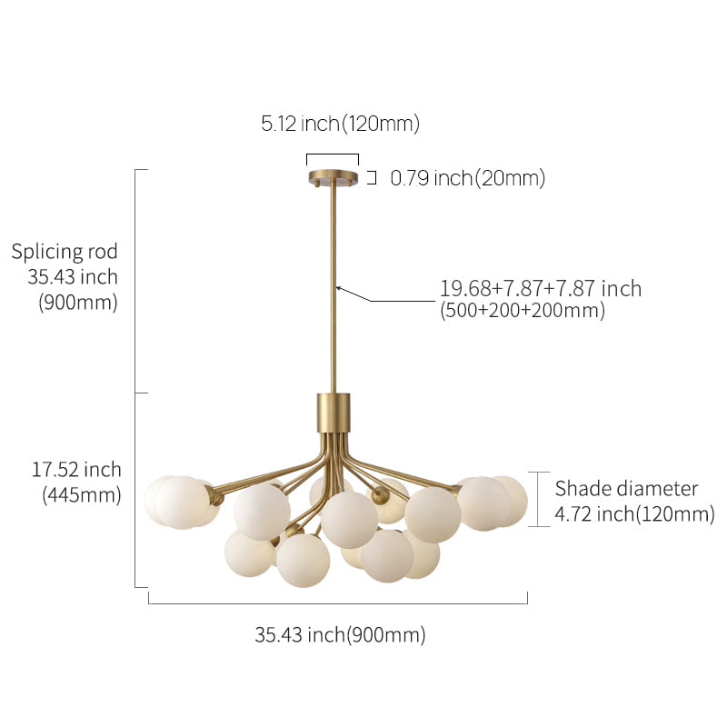 Apiales Brass Opal Glass Clusters Of Flowers Chandelier - view 8