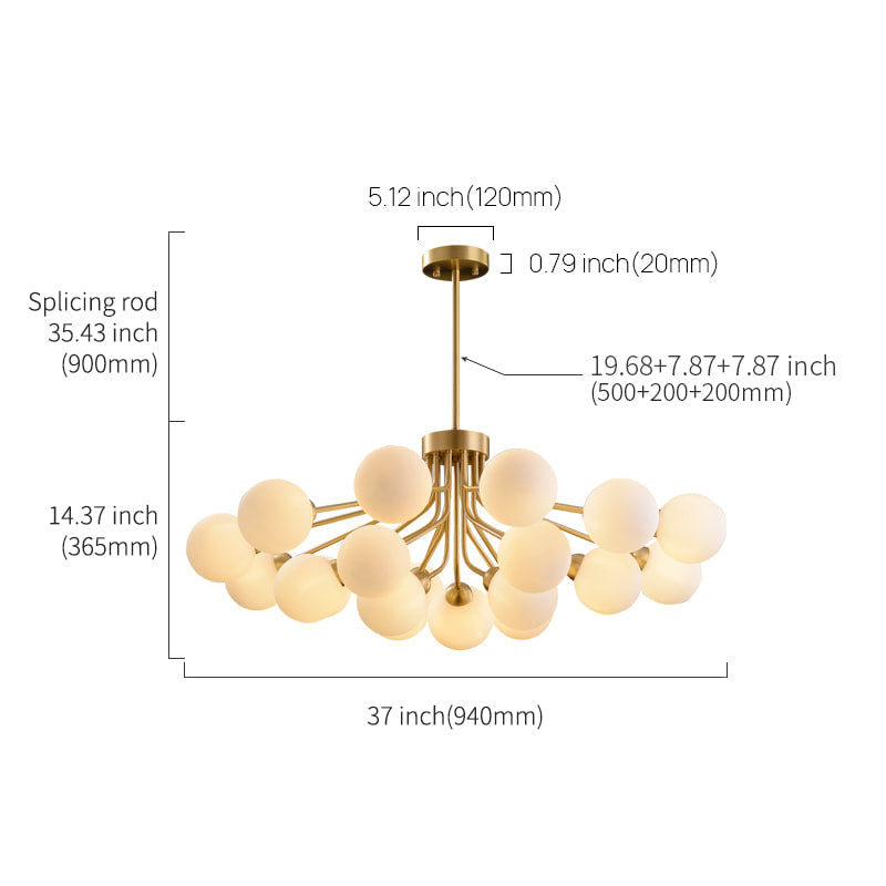 Apiales Brass Opal Glass Clusters Of Flowers Chandelier - view 9