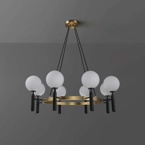Arianna Modern Gold And White Glass Round Chandelier - view 2