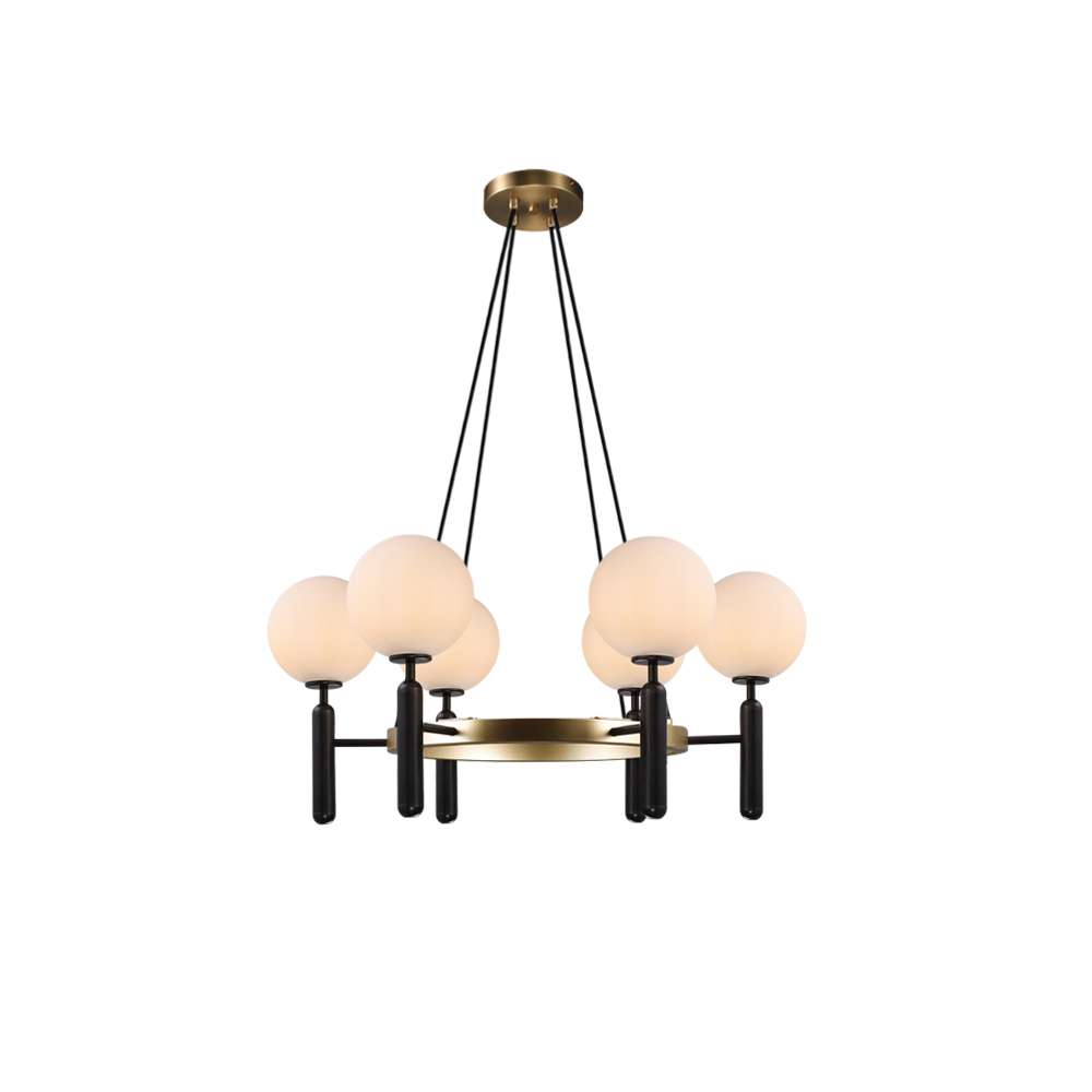 Arianna Modern Gold And White Glass Round Chandelier - view 8