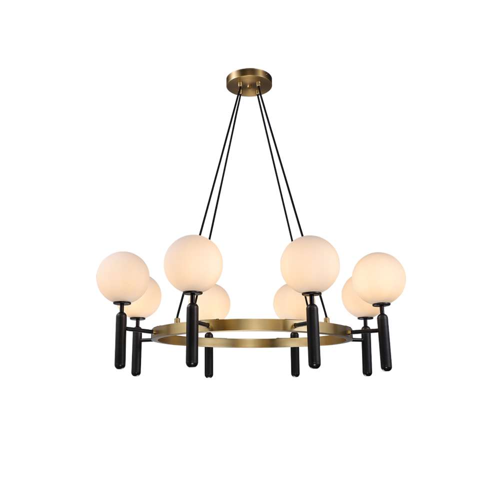 Arianna Modern Gold And White Glass Round Chandelier - view 9