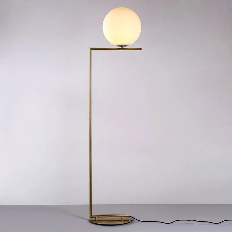 Alba Minimalist 1-Arm Opal Glass Floor Lamp For Bedroom - view 1
