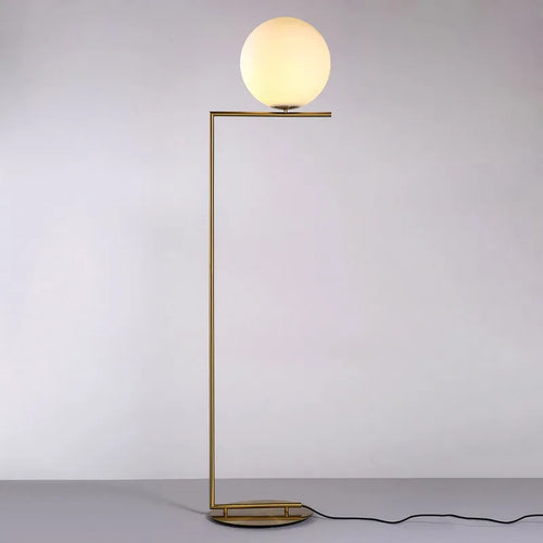 Alba Minimalist 1-Arm Opal Glass Floor Lamp For Bedroom - view 1