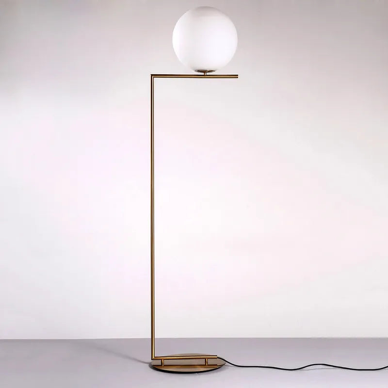 Alba Minimalist 1-Arm Opal Glass Floor Lamp For Bedroom - view 2