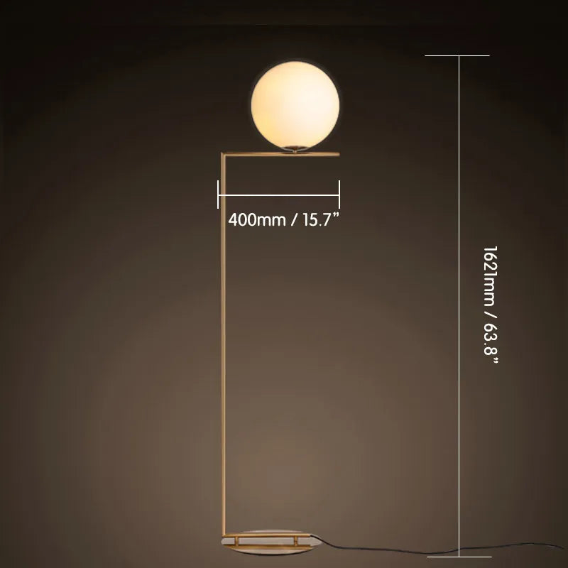 Alba Minimalist 1-Arm Opal Glass Floor Lamp For Bedroom - view 5