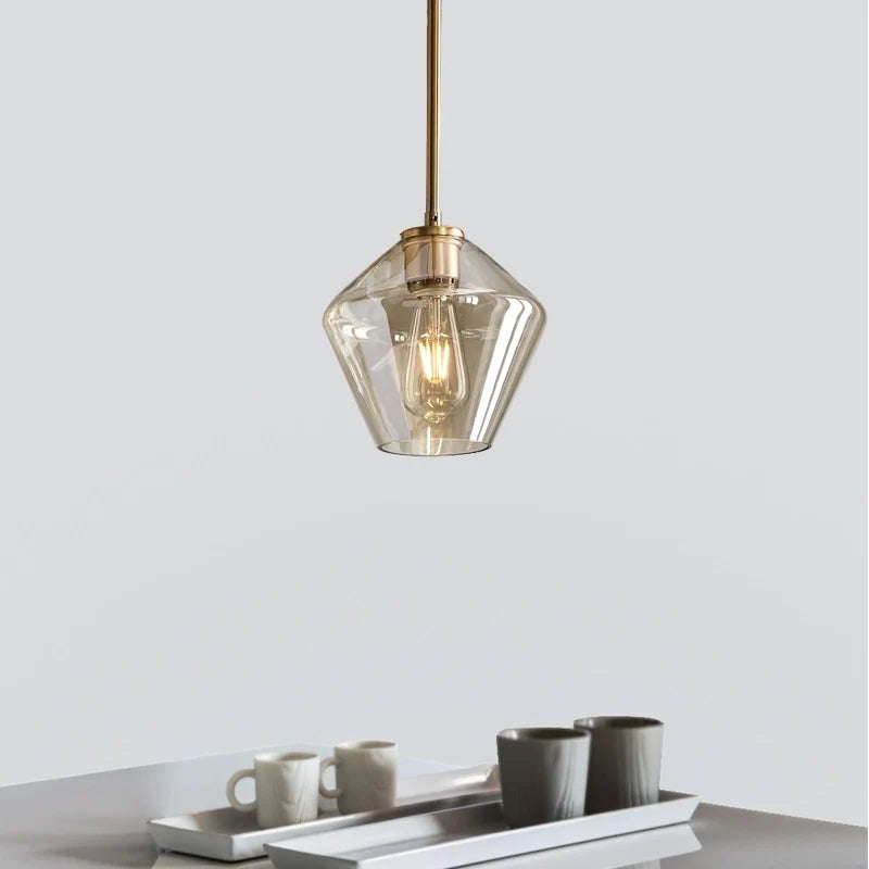 Sculptural Modern Brass Geometrical Glass Shapes Geo Chandelier - view 3
