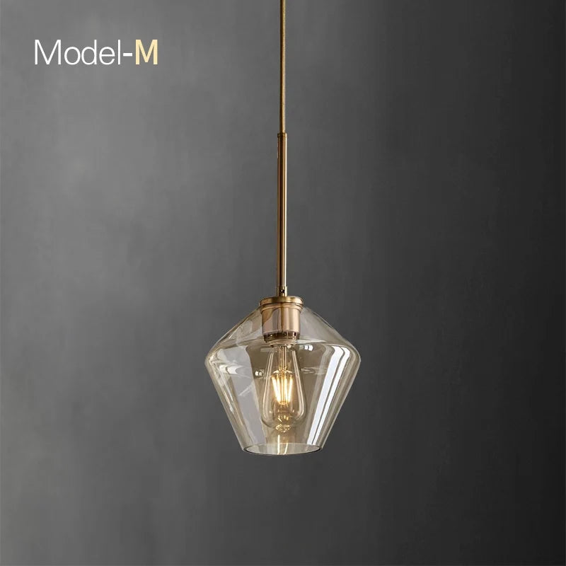 Sculptural Modern Brass Geometrical Glass Shapes Geo Chandelier - view 7