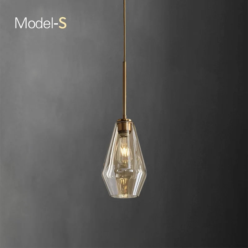 Sculptural Modern Brass Geometrical Glass Shapes Geo Chandelier - view 8