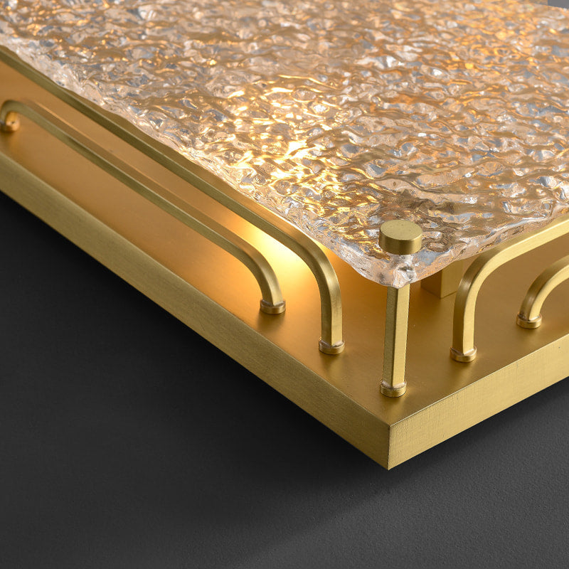 Brass Transparent Textured Glass Square Ceiling Lights - view 3