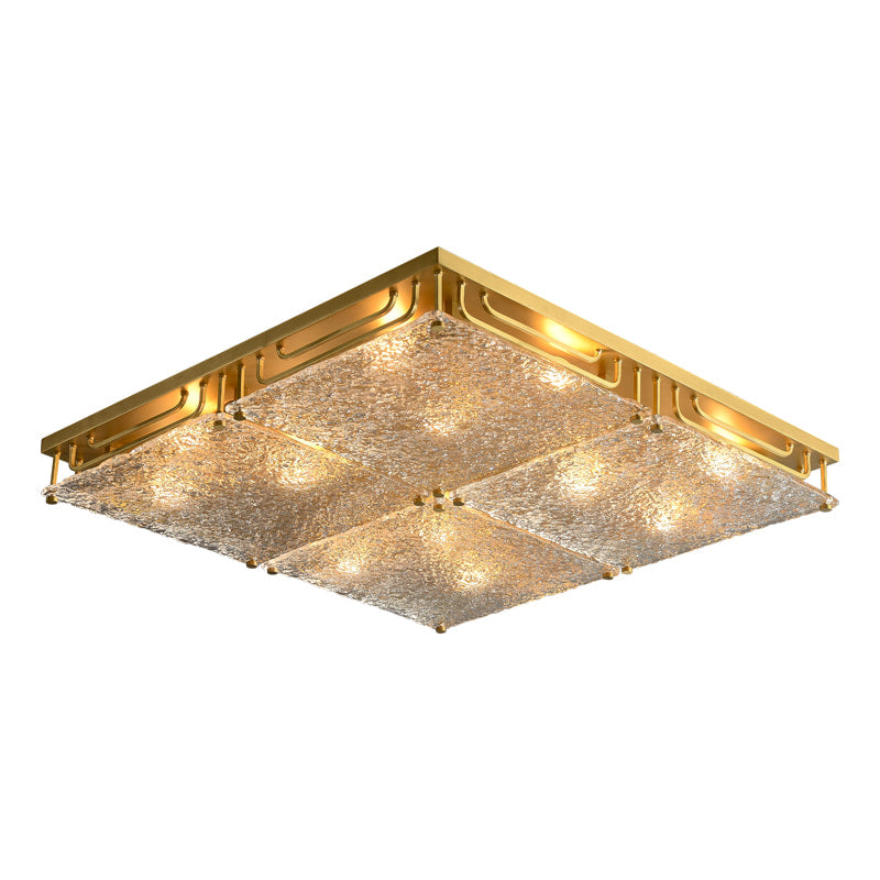Brass Transparent Textured Glass Square Ceiling Lights - view 5