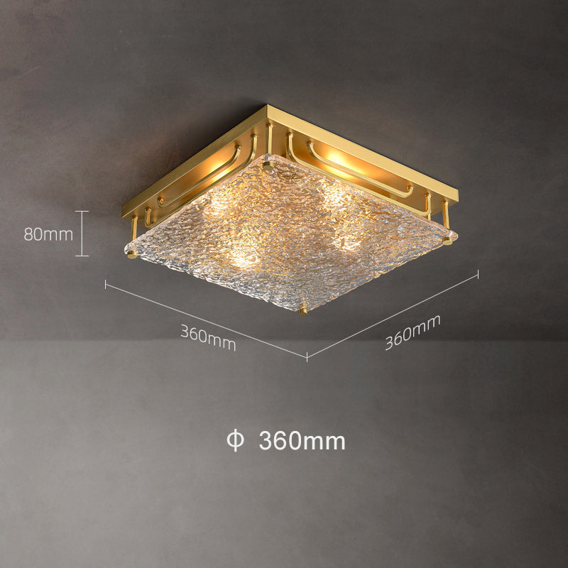 Brass Transparent Textured Glass Square Ceiling Lights - view 6