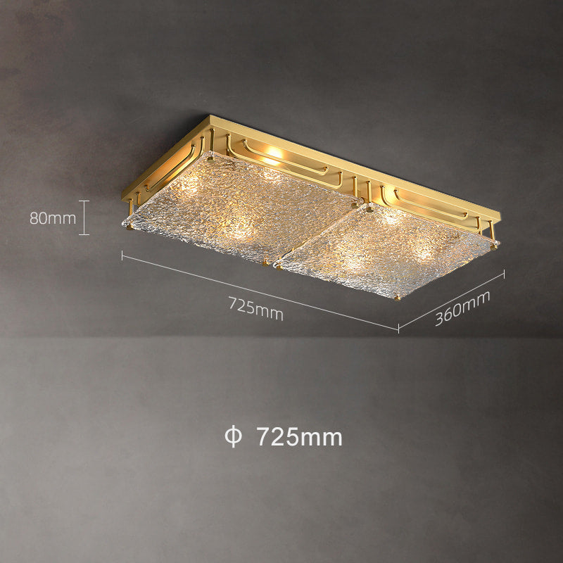 Brass Transparent Textured Glass Square Ceiling Lights - view 7