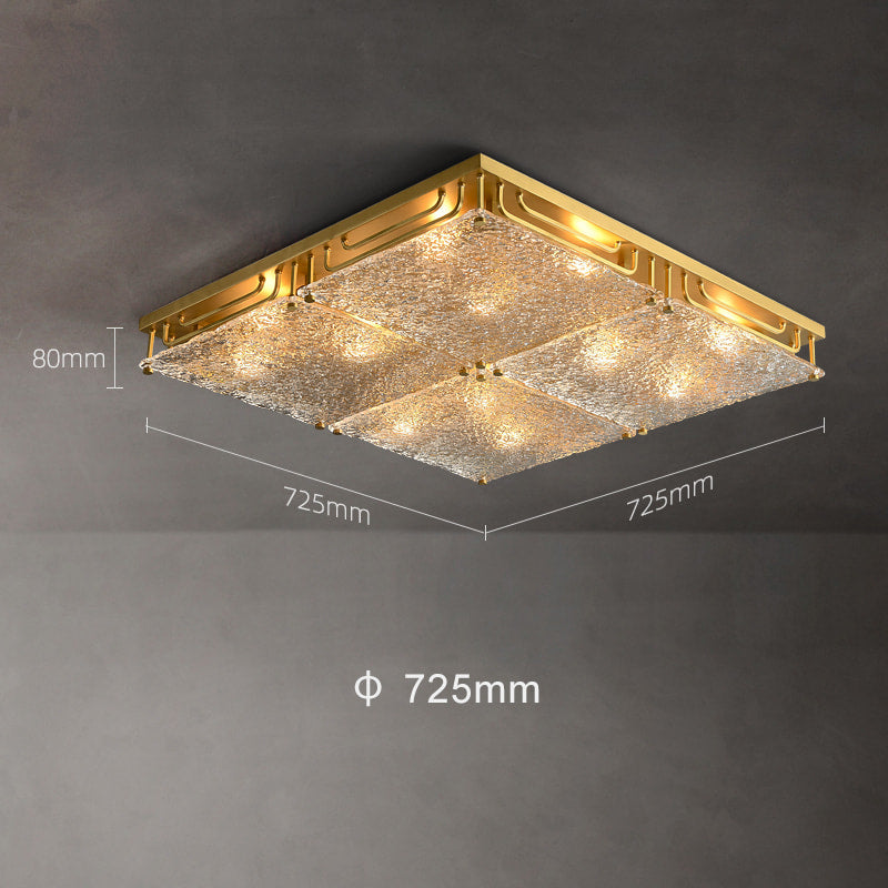 Brass Transparent Textured Glass Square Ceiling Lights - view 8